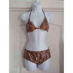 Guillermina Baeza M 2 piece Glossy Snakeskin Bikini Embroidery Barcelona